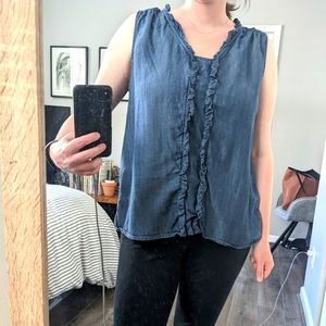 Chambray Liz Claiborne sleeveless top, Large